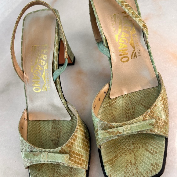 Authentic Salvatore Ferragamo Snakeskin Slingback Heels – Italian Luxury size 7 - Picture 11 of 11